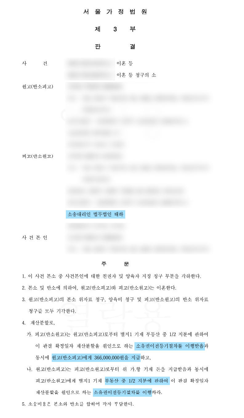 이혼 소송 재산분할 등