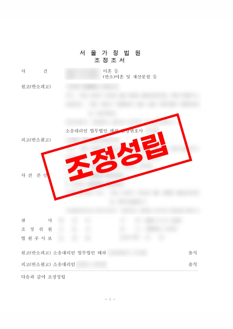 이혼 조정으로 재산분할·자동차 이전·면접교섭까지 정리한 사례