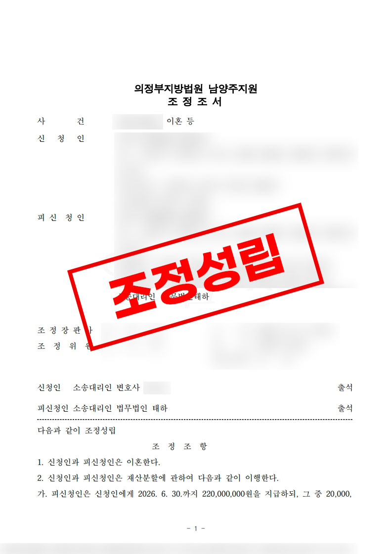 재산분할조정성립 