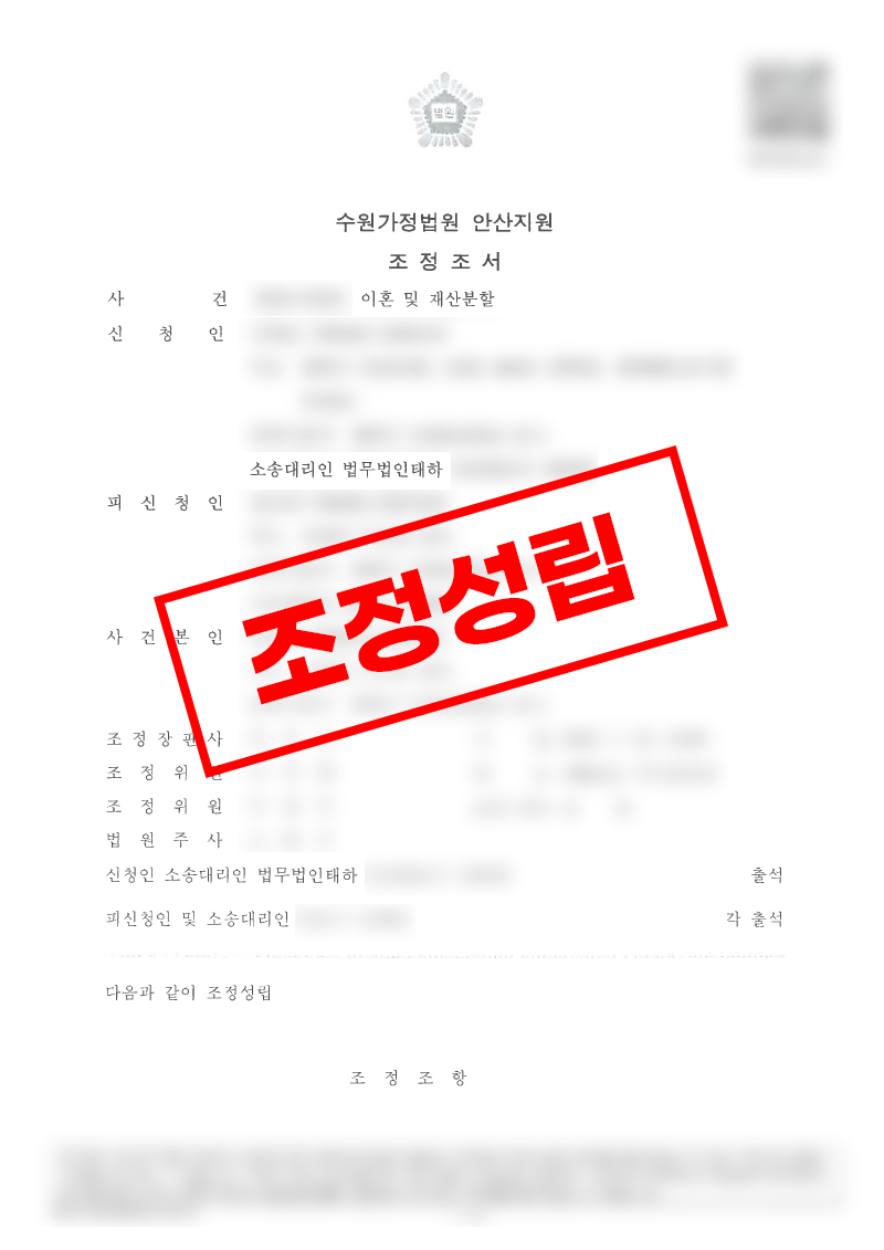 악의적 유기와 부당한 대우를 이유로 이혼 조정을 진행해 재산분할금 3억 5천만 원과 차량 이전을 이끌어낸 사례