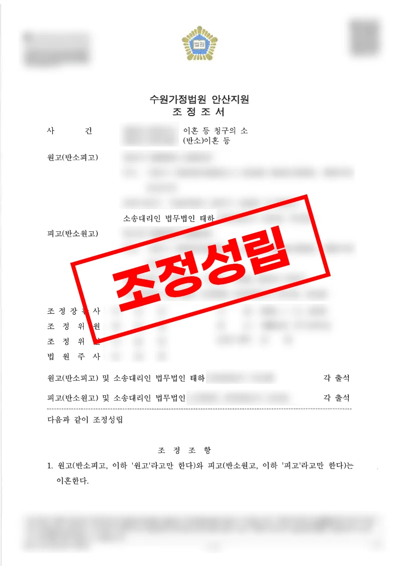 이혼 재산분할 조정으로 아파트 매도금액 60%를 지급받은 사례